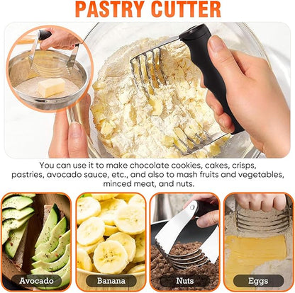 Stainless Steel Biscuit Cutter Set, Pastry Scraper and Dough Blender, Sturdy & Long-Lasting with Ergonomic Rubber Grip, Baking Dough Tools for Cooking Cookies and Donuts, Cakes, or Making Pancakes - Image 7