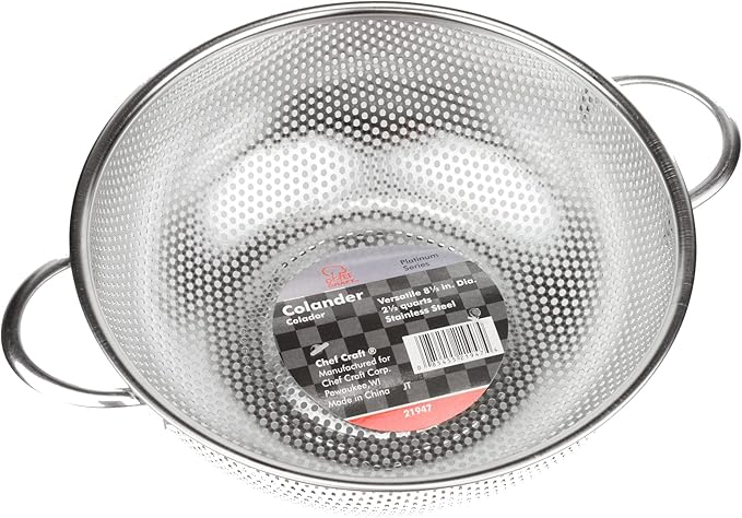 Chef Craft Select Micro-Perforated Colander, 2.5 quart, Stainless Steel