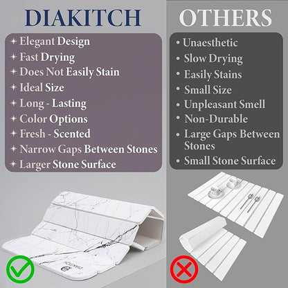 Stone Drying Mat for Kitchen Counter – Super Absorbent Stone Dish Drying Mat, Foldable & Quick Dry, Diatomaceous Earth Mat for Dish & Bottle, Ideal for Kitchen - 23.6" x 15.4", White - Image 6