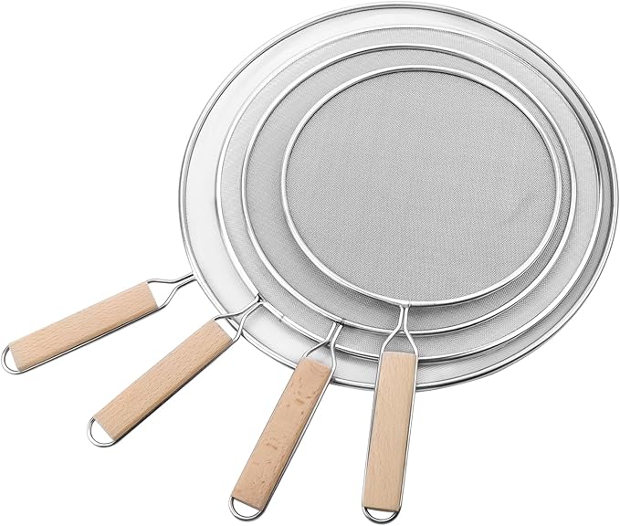 Oedema Set of 4 Splatter Screen Stainless Steel Grease Splatter Guard Fine Mesh Splatter Screen for Frying Pan, Skillet, Pot, Grease Oil Guard, 13"/11.42"/9.84"/8.23" - Image 3