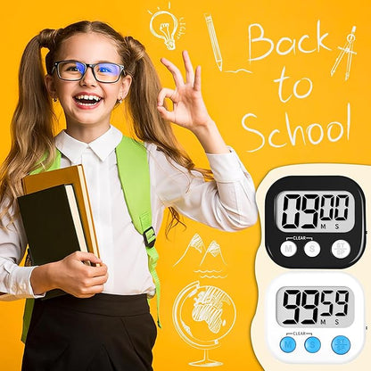ZILLEEN Classroom Timer for Kids Teachers Digital Timers, Black White 6 Pack - Image 6