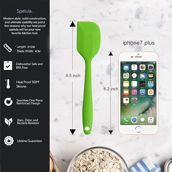 Silicone Spatulas, 8.5 inch Small Rubber Spatula Seamless One Piece Design Heat Resistant Non-Stick Flexible Scrapers Baking Mixing Tool (5 Pieces) - Image 6