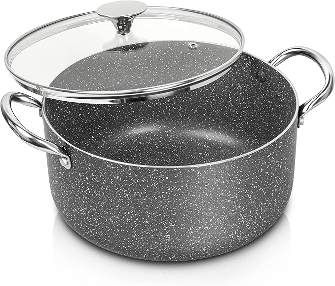 MICHELANGELO 5 Quart Stock Pot with Lid, Nonstick Soup Pot with Lid, Induction Pot for Cooking, 5 Qt Pot with Lid, Non Stick Pot for Kitchen, Stockpot with Stainless Steel Handle, Oven Safe by Michelangelo