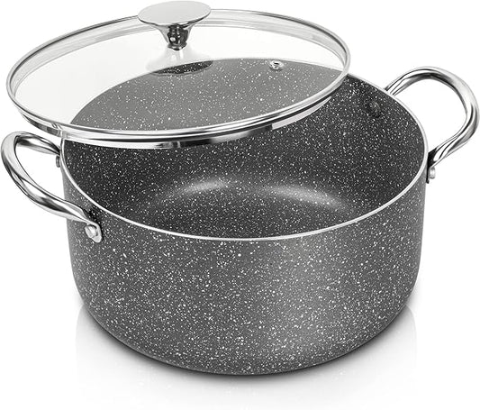 MICHELANGELO 5 Quart Stock Pot with Lid, Nonstick Soup Pot with Lid, Induction Pot for Cooking, 5 Qt Pot with Lid, Non Stick Pot for Kitchen, Stockpot with Stainless Steel Handle, Oven Safe by Michelangelo