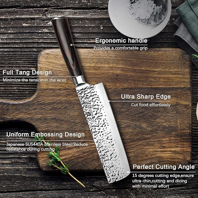 imarku Nakiri Knife, Razor Sharp 7 Inch Multipurpose Vegetable Japanese Chef Knife, High Carbon Stainless Steel Meat Cleaver, Gyutou Knife with Ergonomic Handle, Mothers Day Gift for Mom - Image 8