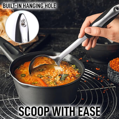 Zulay Kitchen Premium Soup Ladle - 12" Stainless Steel with Non-Slip Silicone Handle - Image 7