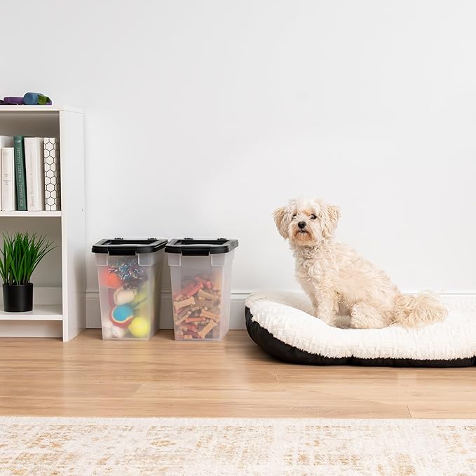 IRIS USA Airtight Dog Food Storage Container, Up to 10 lbs Each, 2 Pack, for Dog Cat Bird and Other Pet Food Storage Bin, Keep Fresh, Translucent Body, BPA Free, Clear/Black - Image 6