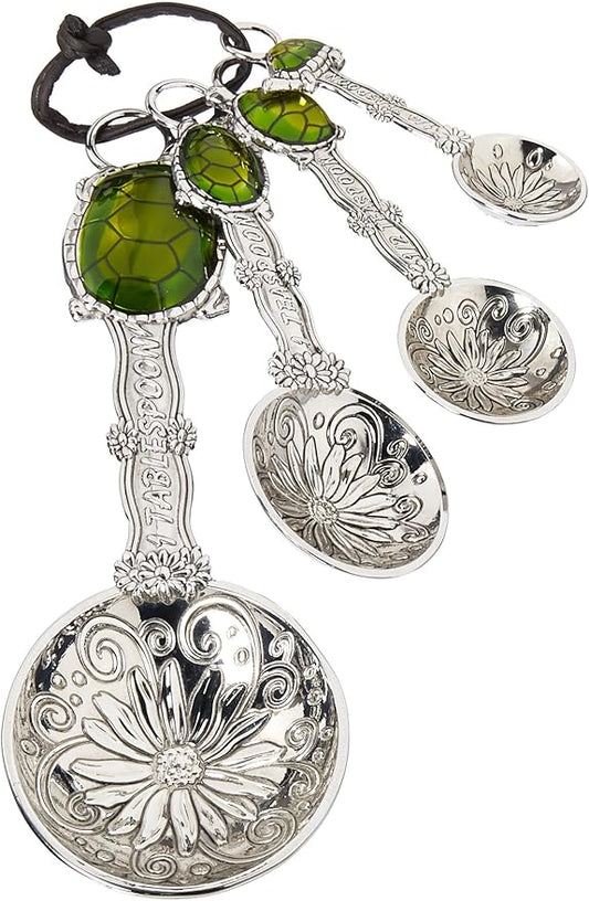 Ganz 4-Piece Measuring Spoons Set, Turtle , silver by Ganz