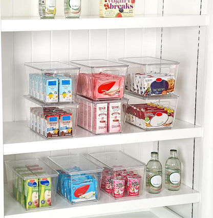 Vtopmart 6 Pack Clear Stackable Storage Bins with Lids, Medium Plastic Containers with Handle for Pantry Organizer and Storage,Perfect for Kitchen,Fridge,Cabinet, Closet,Bathroom Organization - Image 4