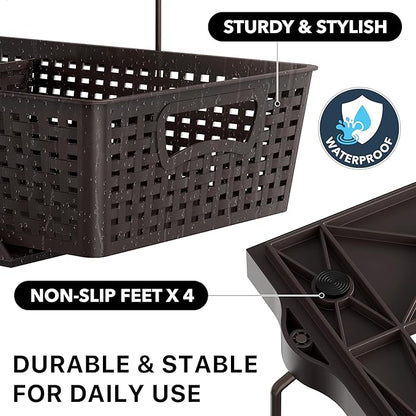 Simple Houseware 2 Tier Bathroom Organizer Tray Pull-Out Sliding Drawer, Under Sink Storage, Brown - Image 6
