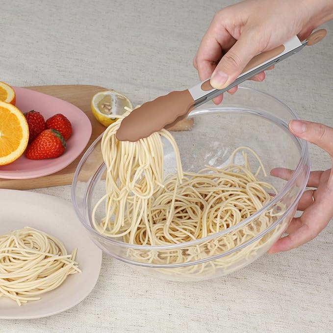 Hotec Mini Silicone Kitchen Tongs for Cooking - 7-Inch Small Serving Tongs with Silicone Tips, Set of 3 (Neutral Color) - Image 7