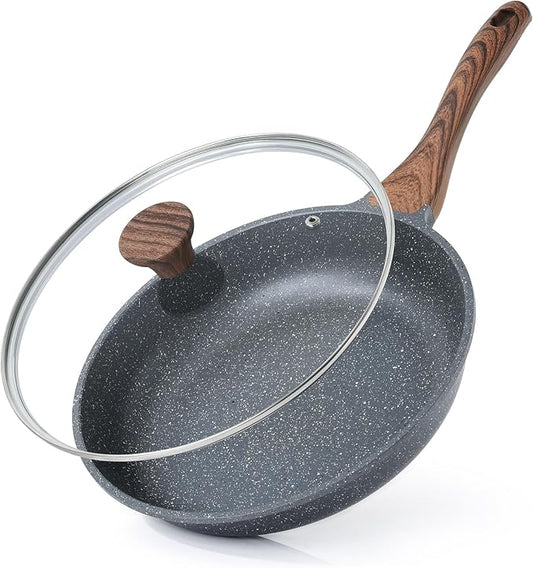 SENSARTE Nonstick Frying Pan Skillet with Lid, Omelet Pan with Cover, Healthy Cooking Chef's Pan, Kitchen Cooking Pan, Free of Intentionally Added PFOA/PFOS (12.5inch + Glass Lid) by SENSARTE