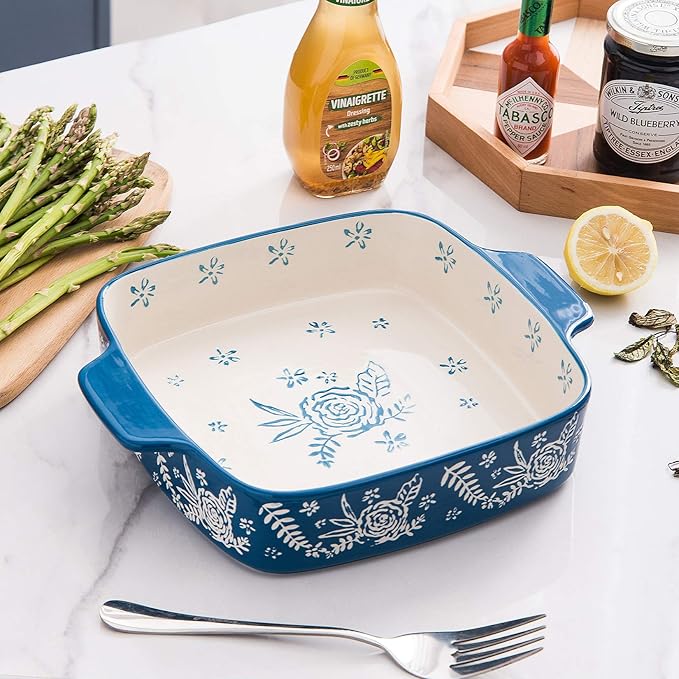 Wisenvoy Baking Dish Ceramic Brownie Pan 9x9 Baking Pan Casserole Dish Lasagna Pan Square Rose Bakeware Sets - Image 5