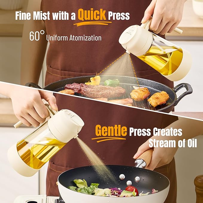 PARACITY Oil Dipenser Bottle with Silicone Bottom, 2 in 1 Olive Oil Sprayer and Dispenser, Oil Spray Bottle 500ML/ 17OZ for Cooking, Kitchen, BBQ, Air Fryer, Salad, Baking(1PC White) - Image 6