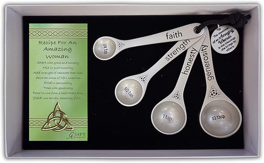 Abbey Gift Se Irish Amazing Woman Measuring Spoon Set Of 4 Gift Box W/Card, 3 9/16” to 4” by Abbey+%2B+CA+Gift