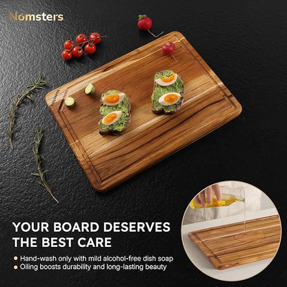 Teak Cutting Board 15inch Non Slip Over Sink Kitchen 2026 First Apartment Essentials Wooden Cutting Board New Home Must Haves Accessories House Warming Decor Housewarming Hostess Host Gifts L - Image 8