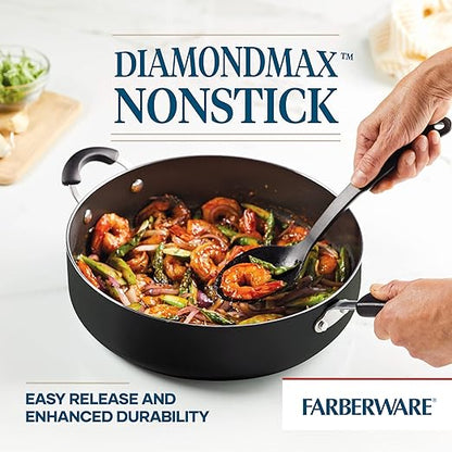Farberware Cookstart DiamondMax Nonstick Jumbo Cooker with Lid and Helper Handle, Dishwasher Safe, 6 Quart, Black - Image 5
