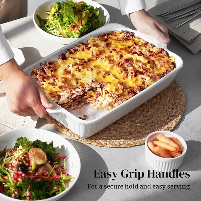 DOWAN Ceramic Baking Dishes, Set of 3 (15.6"/12.2"/8.9") - Image 5