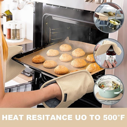 2-Pack Silicone Pot Holders for Kitchen Heat Resistant up to 500°F, Non-Slip Large Hot Pads with Pocket, Quilted Liner Trivets for Countertops Hot Pots and Pans (Milkshake) - Image 3
