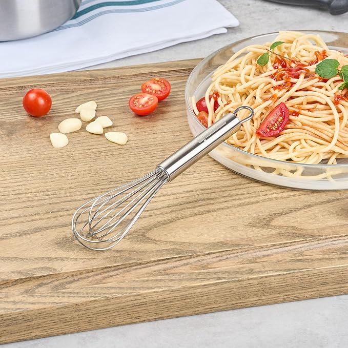 Restaurantware 7 in Stainless Steel Wire Whisk - German Standard Kitchen Balloon Whisk with Ergonomic Handle, Dishwasher Safe - Durable French Whisk for Cooking, Mixing Thick Batter and Sauce - Image 3