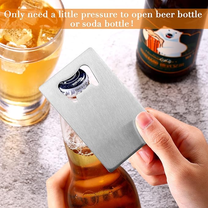 40 Pieces Credit Card Bottle Opener Stainless Steel Poker Wallet Bottle Opener for Christmas Gifts Can Be Carved for DIY Wedding Favor Groomsmen Gift(Silver)