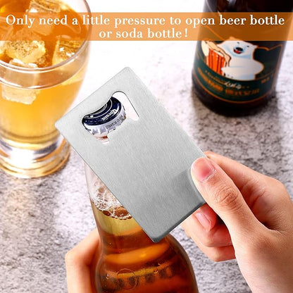 40 Pieces Credit Card Bottle Opener Stainless Steel Poker Wallet Bottle Opener for Christmas Gifts Can Be Carved for DIY Wedding Favor Groomsmen Gift(Silver)