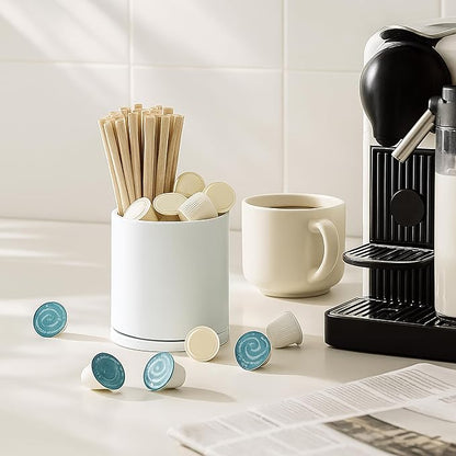 D'vine Dev 360° Rotating Utensil Holder – 5" Kitchen Utensil Crock for Countertop, Modern Cooking Tool Organizer for Kitchen Storage & Décor, White, 72-X-A-1