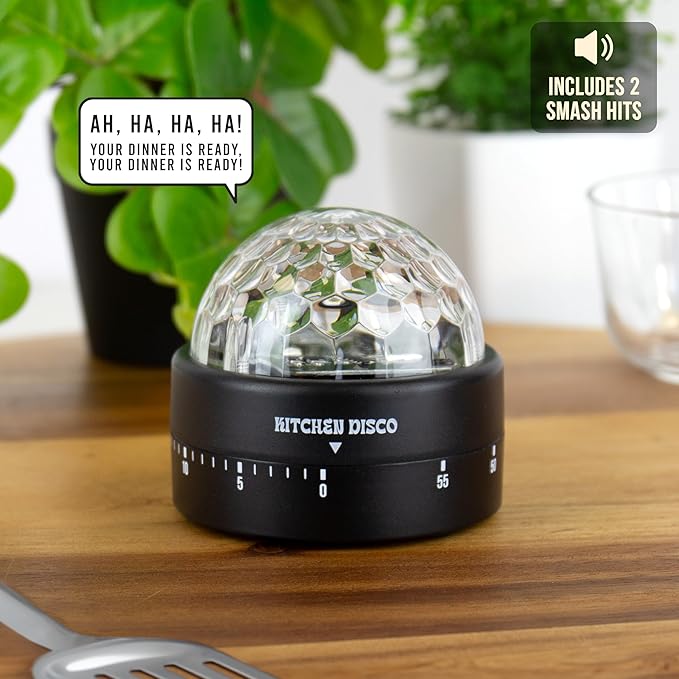 Gift Republic Kitchen Disco Light Up Timer – 60-Minute Countdown, Plays 2 Disco Tunes, Lights Up, Fun Cooking Accessory and Kitchen Gadget for Music Lovers