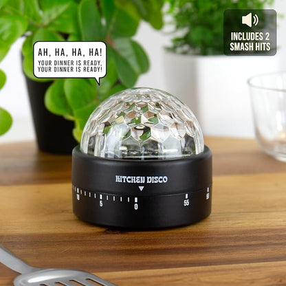 Gift Republic Kitchen Disco Light Up Timer – 60-Minute Countdown, Plays 2 Disco Tunes, Lights Up, Fun Cooking Accessory and Kitchen Gadget for Music Lovers