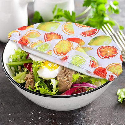 Patelai 10 Pcs Bowl Covers Reusable in 5 Size Stretch Cloth Fabric Elastic Food Storage Bowl Covers Bread Sourdough Lids for Proofing Food Fruits Leftover (Bright,Summer Style) - Image 3