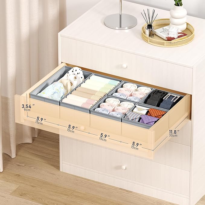 DIMJ Drawer Organizer Clothes Storage - 18 Pack Baby Dresser Organizer for Nursery, Foldable Drawer Dividers for Bedroom Closet Organization, Fabric Storage Bins for Socks, Underwears, Bras - Image 3