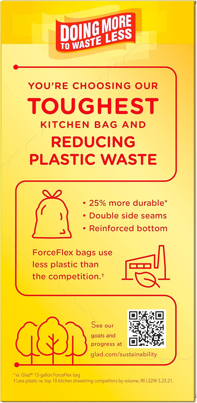 Glad Tall Kitchen Trash Bags 13 Gallon, MaxStrength Cherry Blossom Garbage Bags, Odorshield with Drawstring, 34 Count - Image 11