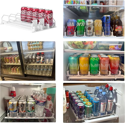 Drink Organizer for Fridge-White Automatic Pusher Glide,12oz 16oz 20oz-Soda Dispenser for Fridge-Holds up to 15 Cans - Image 2