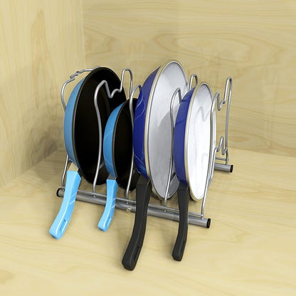 Simple Houseware Cabinet Pantry Pot and Pan Organizer Holder Rack, Silver - Image 6