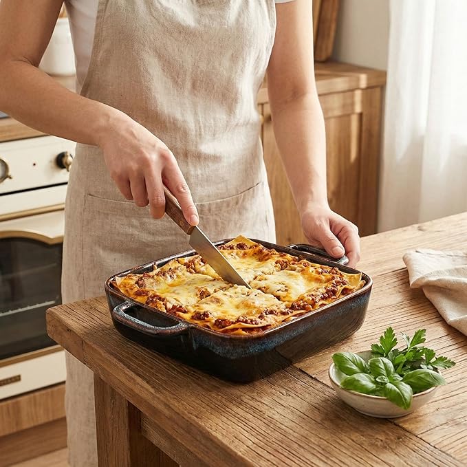 10" x 10" Porcelain Square Casserole Dishes - Baking Dish for Oven, 2.7 QT Ceramic Lasagna Pans, Oven Safe Bakeware for Kitchen Cooking, Cake, Banquet and Dinner