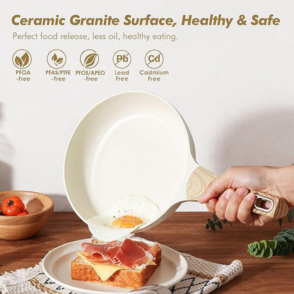 SENSARTE Ceramic Cookware Sets, Pots and Pans Set Non stick, Granite Induction Cookware, Non toxic Healthy Non Stick Kitchen Cooking Set, with Frying Pans Set, PFAS PTFE PFOA PFOS Free,14 Pcs - Image 2