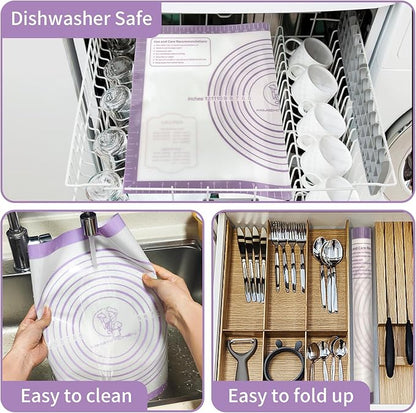 Silicone Mat for Baking, Non Stick Silicone Pastry Mat for Dough Pie Crust, Rolling Mats for Making Cookies Macarons Bread, Easy to Clean& Store - Image 6