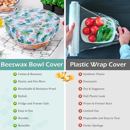 5-Size Reusable Beeswax Bowl Covers for Bread Proofing, Cotton Cloth Flexible Beeswax Wraps for Food Storage(Olive Branch) - Image 7
