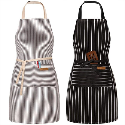 BeLuyi 2 Pack Adjustable Bib Apron with 2 Pockets Chef Cooking Kitchen Restaurant Aprons for Women Men by BELUYI