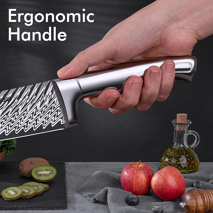 Knife Set, Astercook 15 Pieces Kitchen Knife Set with Built-in Sharpener, German Stainless Steel Knife Block Set, Razor-Sharp Knives with Full-tang Handle, Dishwasher Safe, Mothers Day Gifts - Image 6