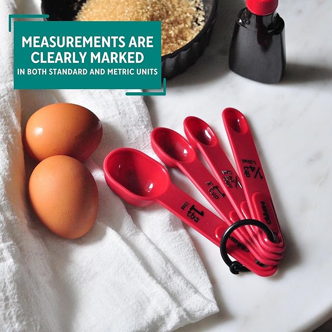 MIRRO 4pc Nested Measuring Spoons Set, Red - Image 4