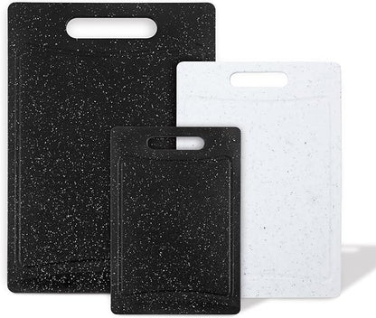 COOK WITH COLOR Non-Slip Cutting Board Set – Kitchen Essentials with Easy Grip Handle for Meat, Veggies, and Fruits, 3 Cutting Boards, Black/White - Image 8