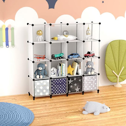 HOMIDEC Closet Organizers and Storage, 16 Cube Storage Organizer, Closet Organizer Bookshelf Cubes Shelves for Clothes, Bedroom, Kids Room, Bathroom, Wardrobe, Garment Racks, Transparent - Image 6