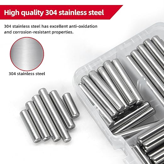 110Pcs Dowel Pins Shelf Support Pegs Kit, Stainless Steel Shelf Support Pin Fasten Elements Assortment Set M5 x 10/15/20/25/30/35/40mm, Metal Cabinet Shelf Pins Kit - Image 3