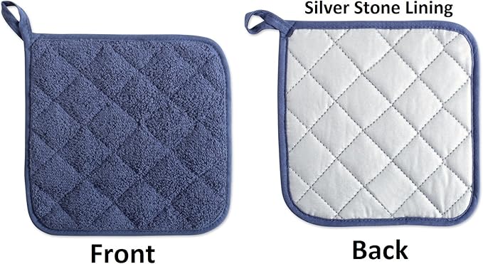 DII Basic Terry Collection Quilted 100% Cotton, Potholder, French Blue, 3 Piece - Image 3
