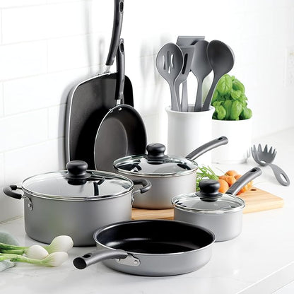 Tramontina Primaware 15-Piece Non Stick Cookware Set with Lids and Utensils, Aluminum Nonstick Pots and Pans Kitchen Set (Silver) - Image 2