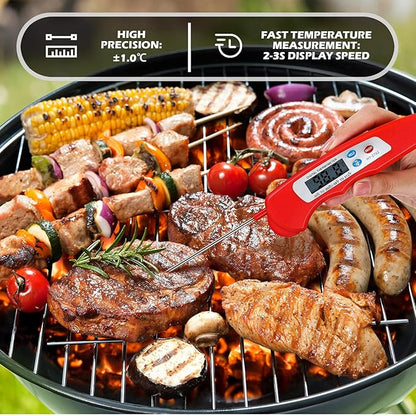 6 Pieces Digital Meat Thermometer Foldable Instant Read Food Thermometer Waterproof Digital Food Probe with Magnet for Grill Cooking Kitchen Food BBQ Roast Turkey Deep Fry Temperature Accessories - Image 3