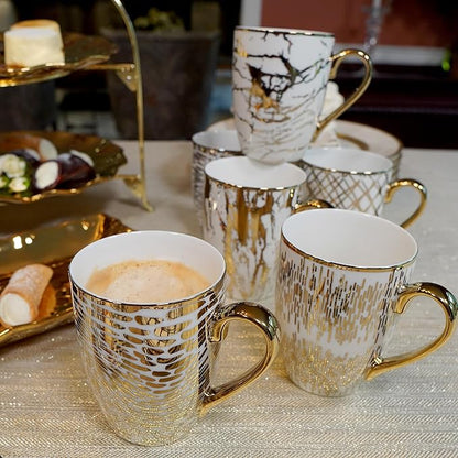 Matrix Gold Porcelain Coffee & Tea Mug Set – Premium Fine Porcelain with Elegant Gold-Plated Finish, Luxury Drinkware for Everyday Dining, Entertaining & Special Occasions - Image 4