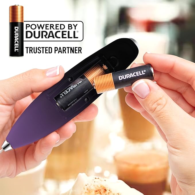 Zulay Kitchen Powerful Milk Frother Wand With 4 AA Duracell Batteries - Ultra Fast Handheld Drink Mixer - Electric Whisk Foam Maker for Coffee, Lattes, Cappuccino, Matcha & Creamer - Galaxy - Image 5