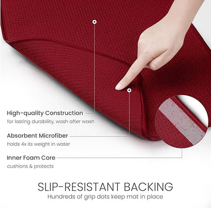 Bellemain XL Dish Mat 24" x 17" ( LARGEST MAT ) Microfiber Dish Drying Mat , Super absorbent ( Red ) - Image 4